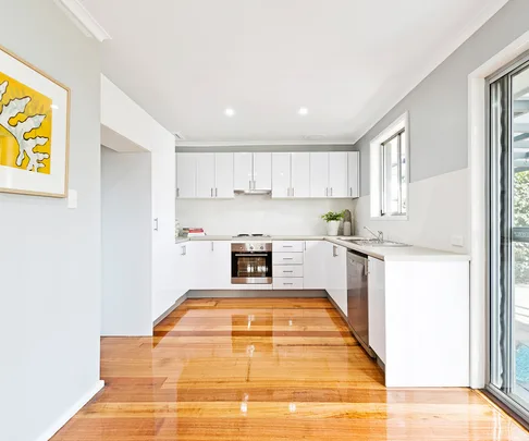 Awkward galley kitchen gets modern makeover for $6000