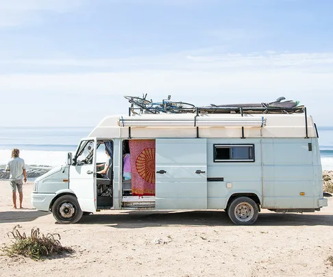 Camper van at the beach