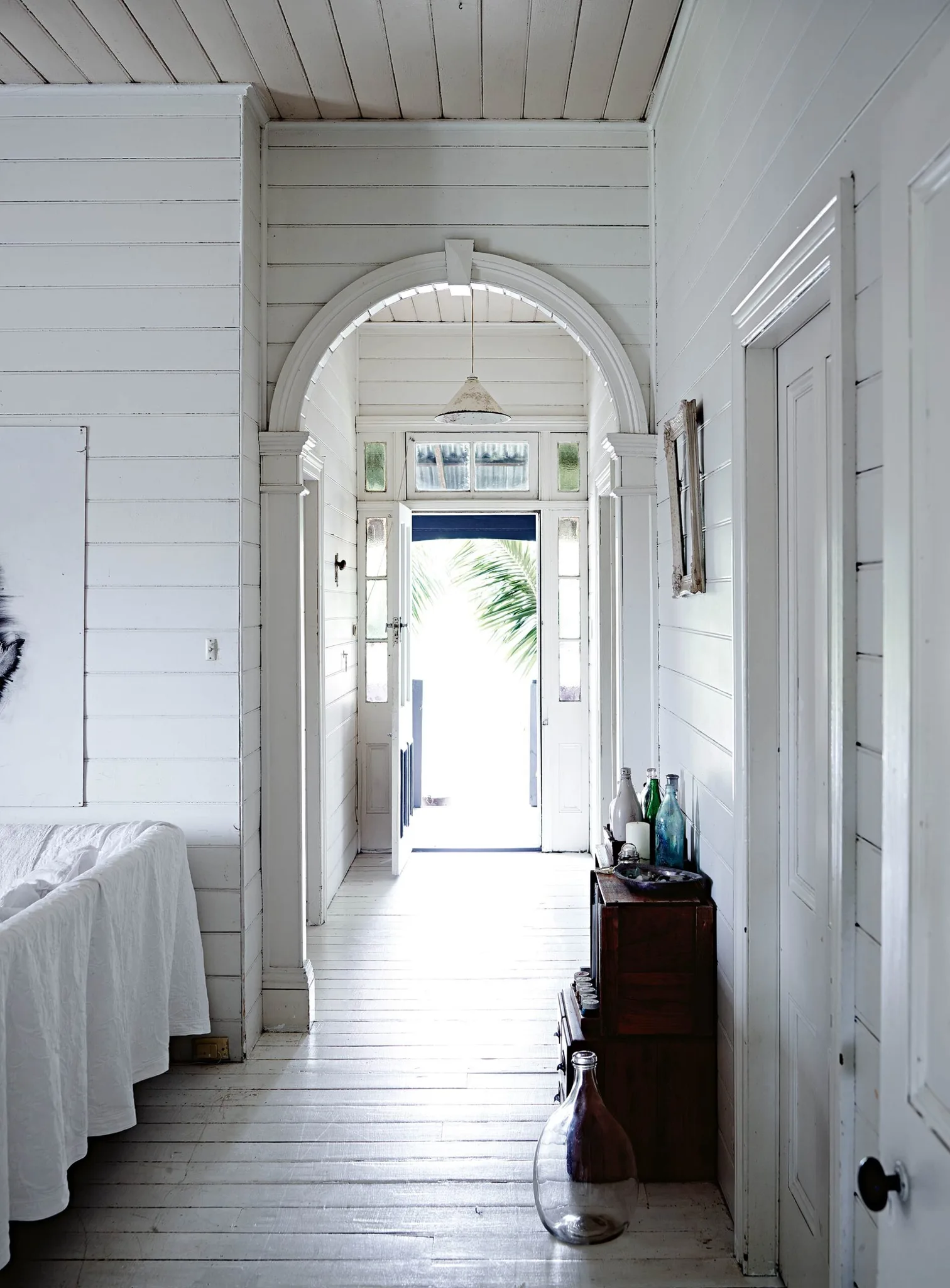 A traditional Queenslander home with all-white interior
