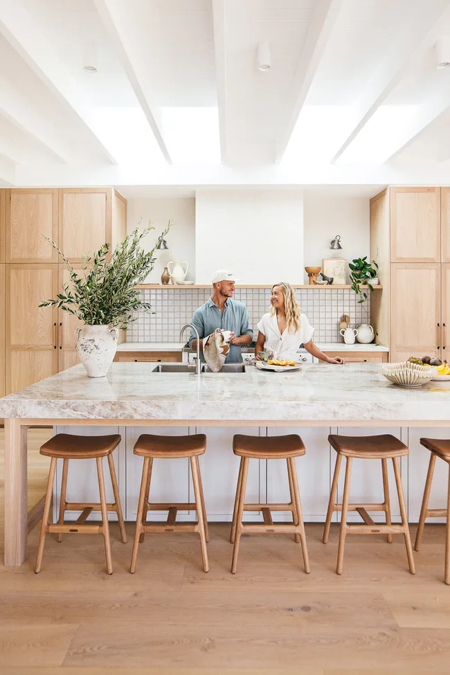 kyal and kara in their kitchen