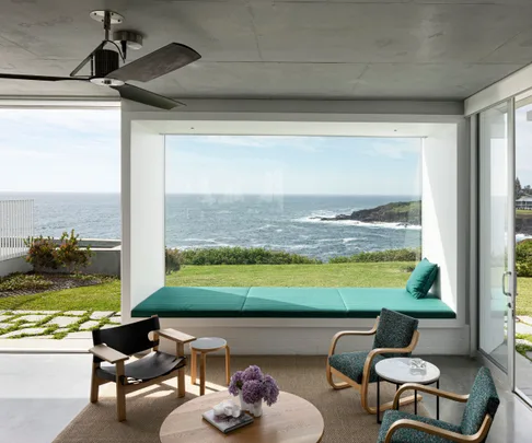 Modern white brick coastal house exterior