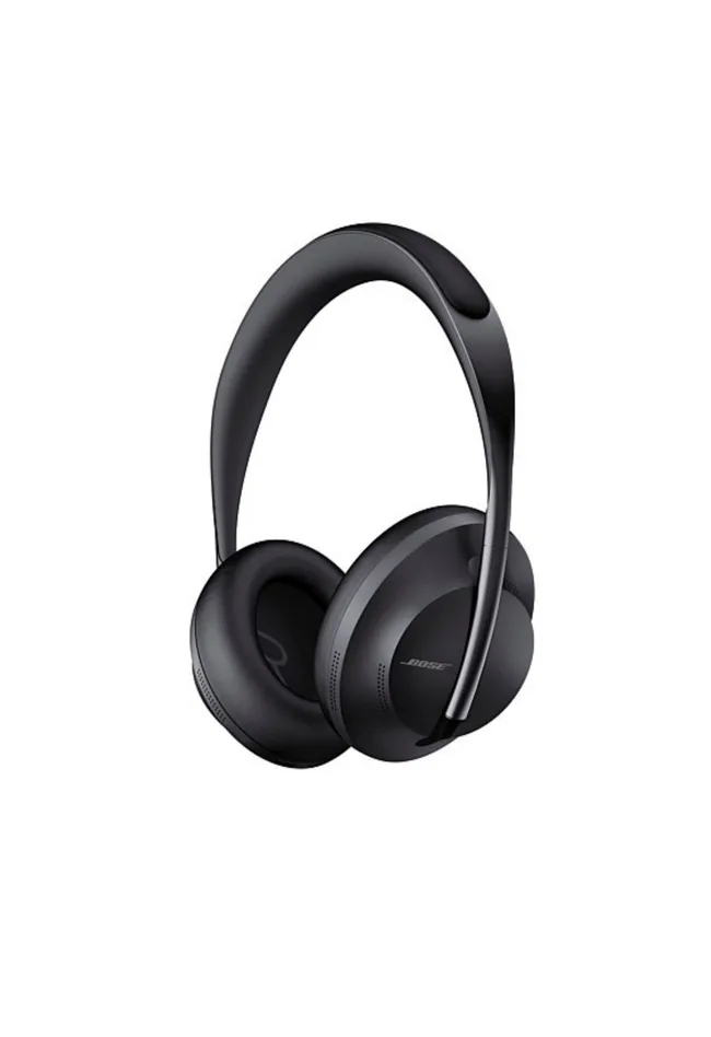 Bose Noise Cancelling Headphones 700, black, with sleek design and cushioned ear cups, shown against a white background.