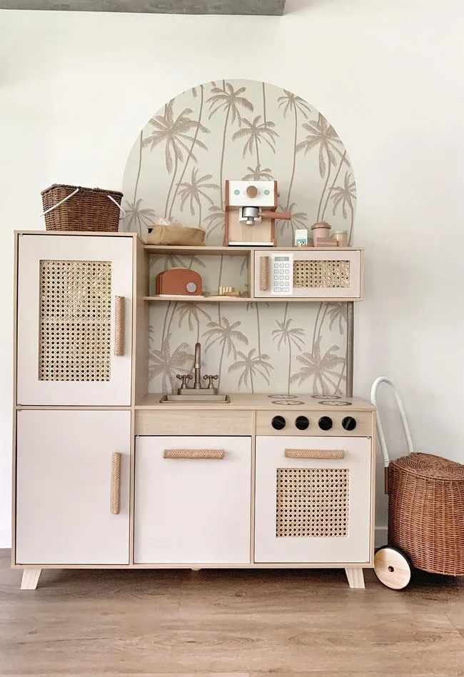 A beautiful kiddie kitchen created from Kmart products.
