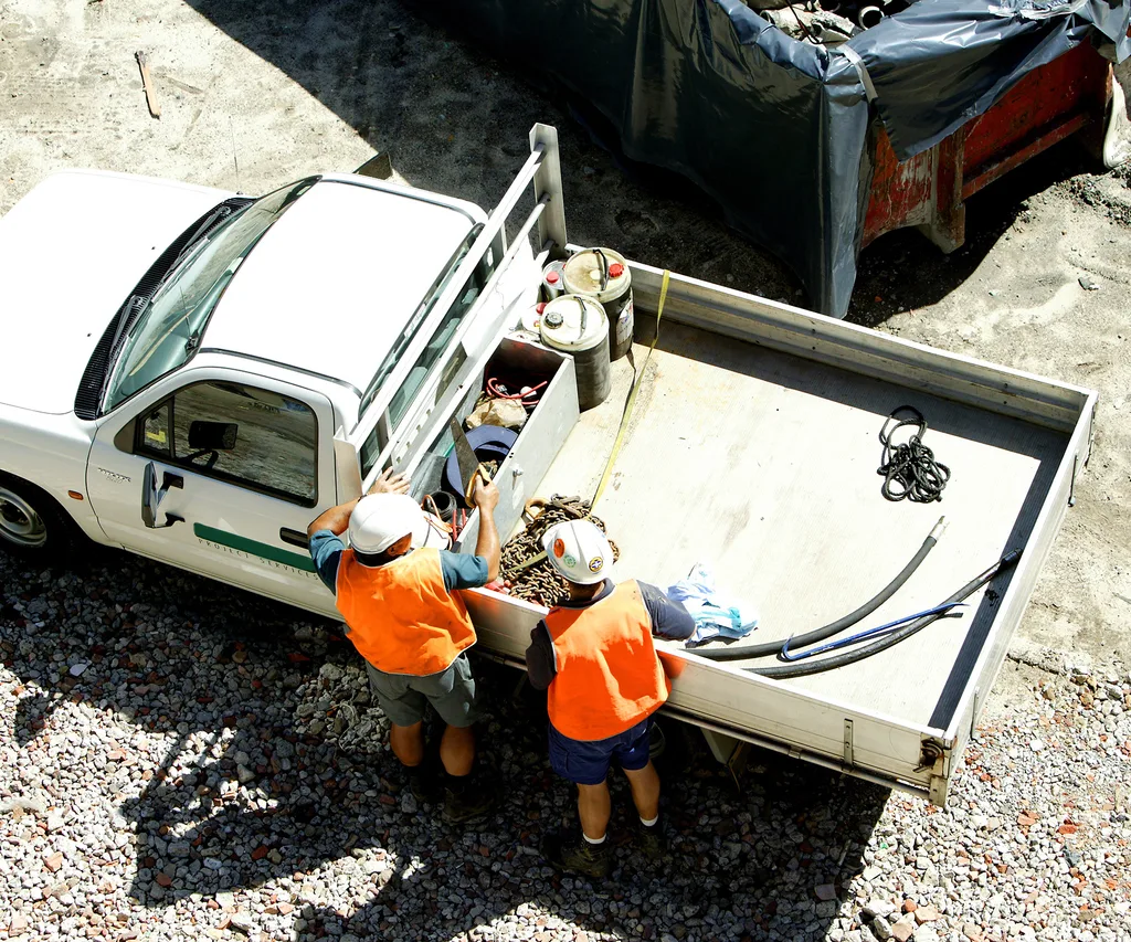 Tradespeople and a ute