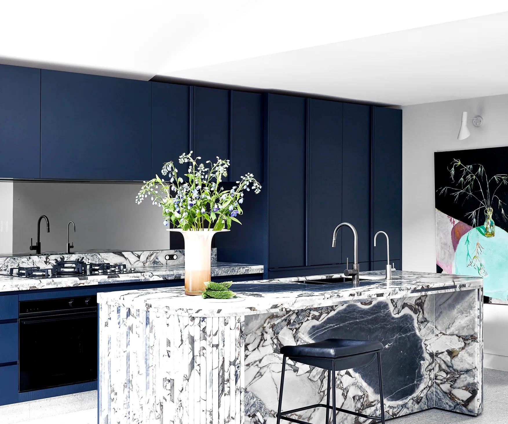Sumptuous Tones and Marble Transform This Kitchen | Homes To Love
