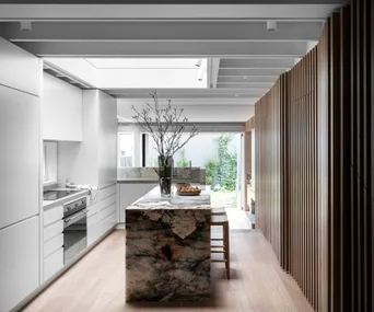 narrow kitchen design skylight 