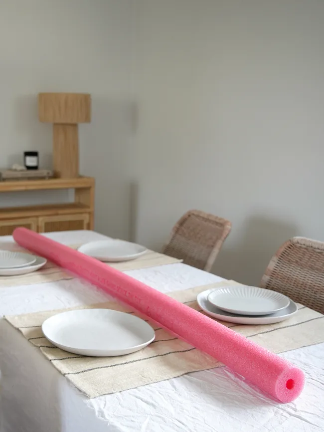 pool noodle on dining table
