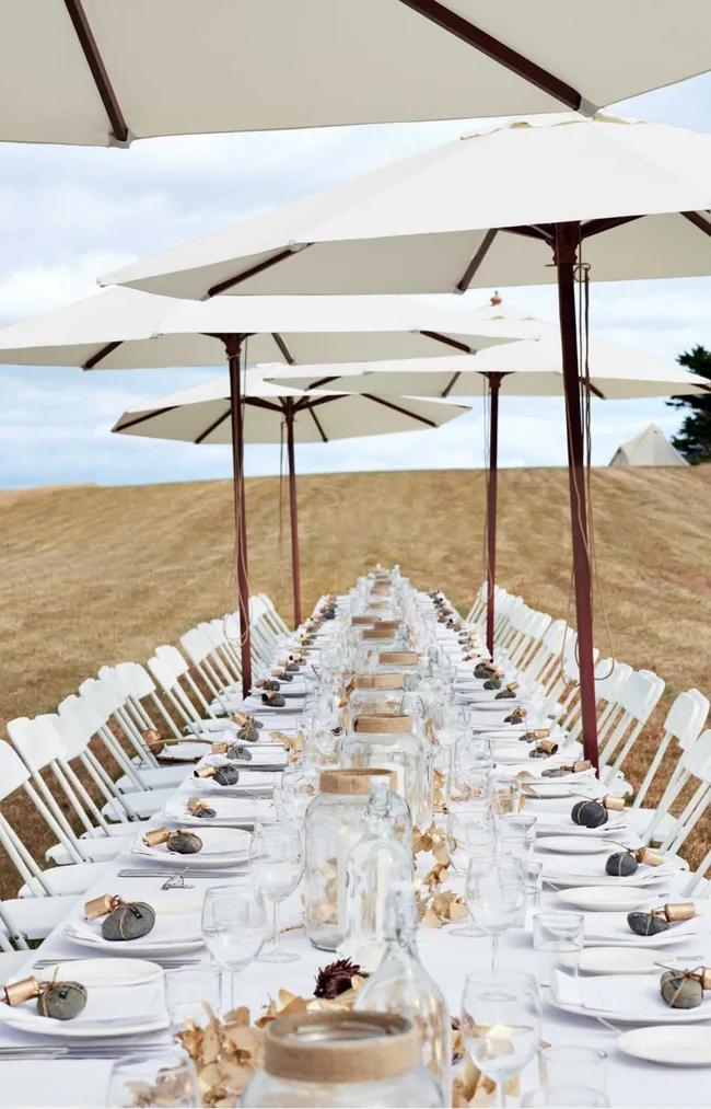 A table on the beach on Satellite Island