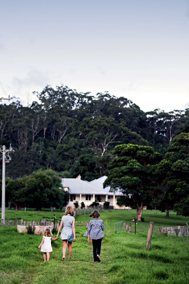 Kids walking in a paddock at Willow Farm