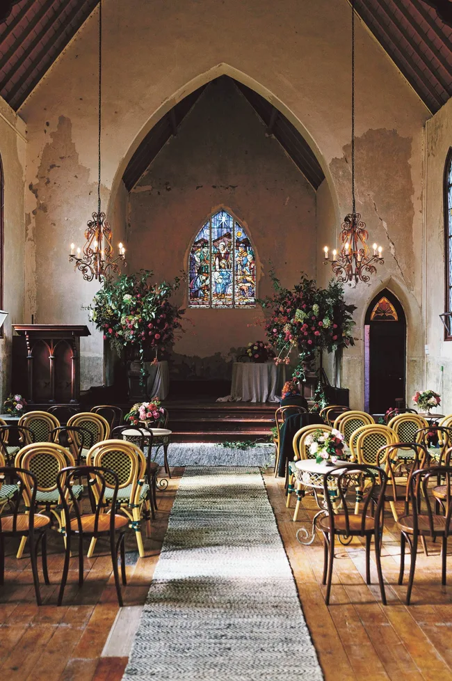 Inside Churchill, a rustic church in Taradale
